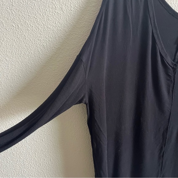 Free People Moonshine V-Beck Black Off-Shoulder Long Sleeve Tunic Medium - Picture 6 of 10